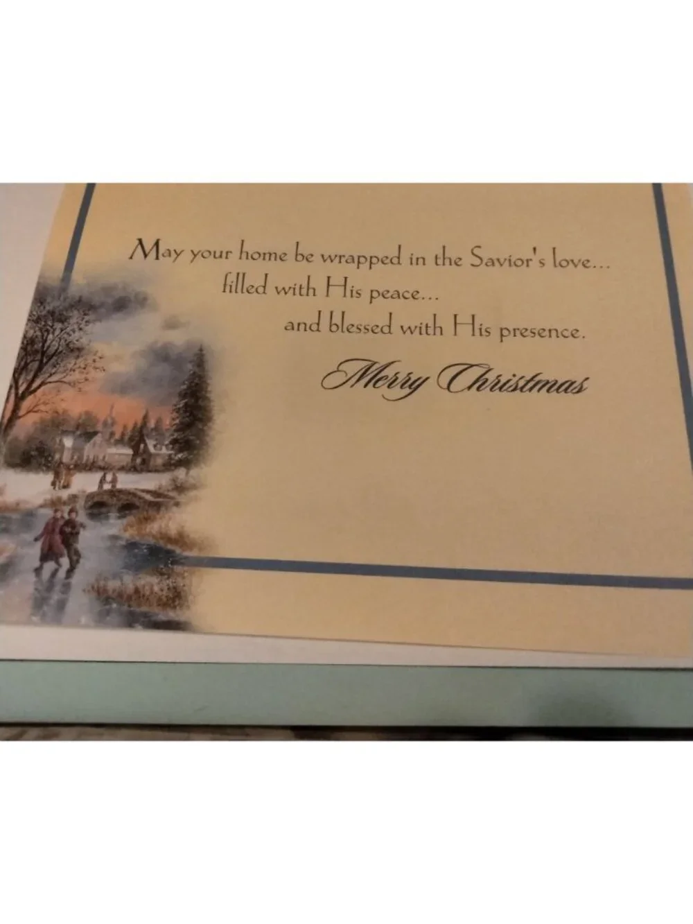 Christian Christmas Card Hearts Come Home Winter Village Bible Verse 1 John 4 9